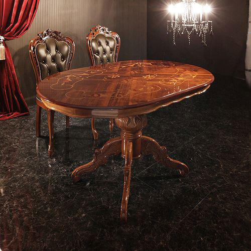 本場イタリアの伝統美 象嵌家具 ダイニングテーブル 幅135cm