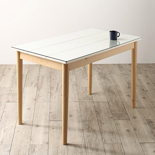 スタイリッシュ空間 ガラスと木の異素材MIXモダンデザインダイニング テーブル